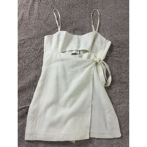 ZARA Women’s LINEN BLEND CUT OUT JUMPSUIT DRESS Size M New - Picture 6 of 15